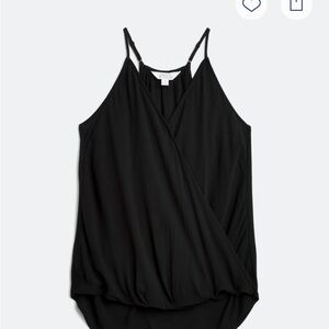 Market & Spruce Black Asymmetrical Wrap Camisole